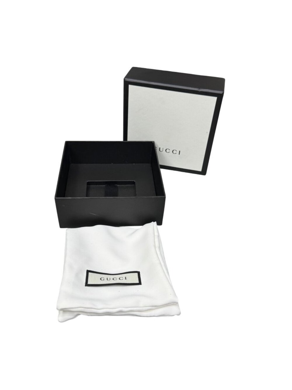 Gucci Black & White Gift Box Set Logo Dust Bag Storage Authentic 5x5x2 Jewelry
